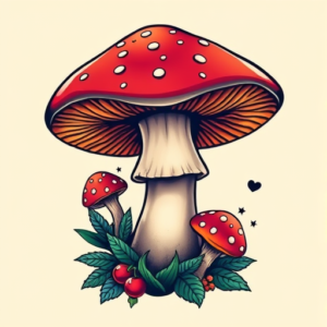 Vibrant Color Mushroom Tattoo