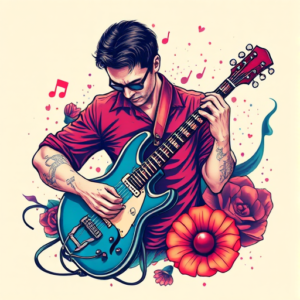 Vibrant Color Music Tattoo