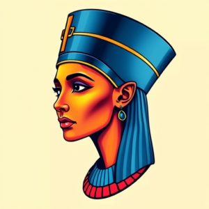 Vibrant Color Nefertiti Tattoo