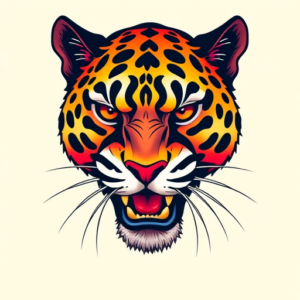 Vibrant Color Panther Tattoo