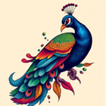 Vibrant Color Peacock Tattoo