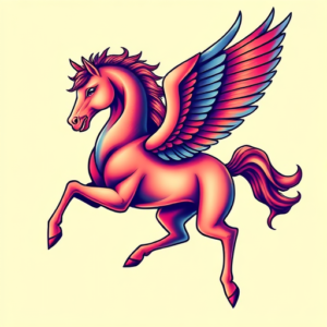 Vibrant Color Pegasus Tattoo