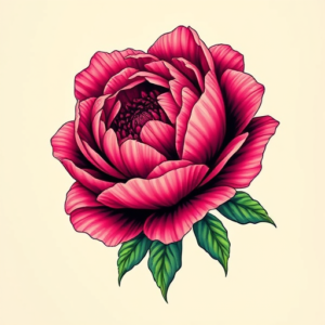 Vibrant Color Peony Tattoo