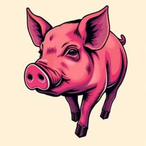 Vibrant Color Pig Tattoo