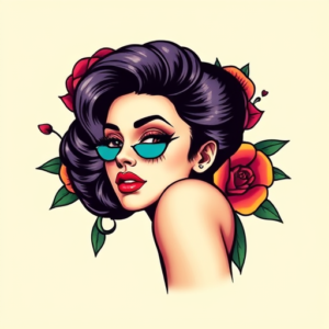 Vibrant Color Pinup Tattoo