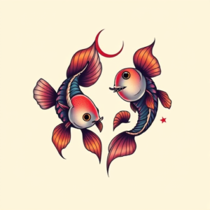 Vibrant Color Pisces Tattoo