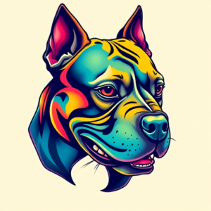 Vibrant Color Pitbull Tattoo