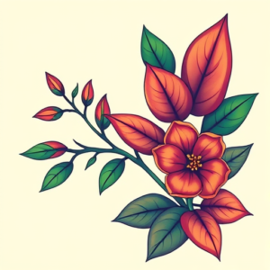 Vibrant Color Plant Tattoo