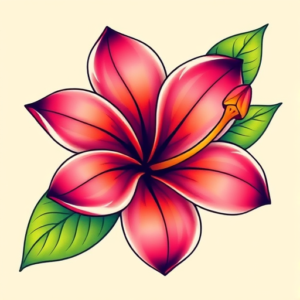 Vibrant Color Plumeria Tattoo