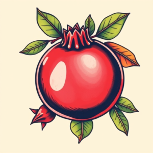 Vibrant Color Pomegranate Tattoo