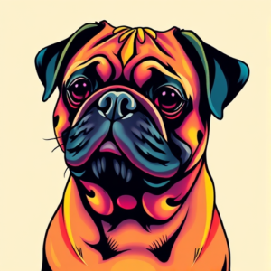 Vibrant Color Pug Tattoo