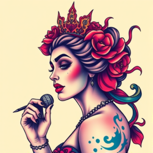 Vibrant Color Queen Tattoo