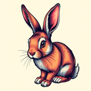 Vibrant Color Rabbit Tattoo