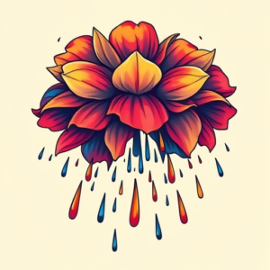 Vibrant Color Rain Tattoo
