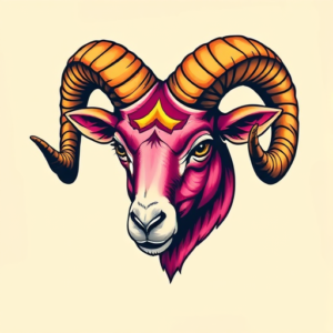 Vibrant Color Ram Tattoo