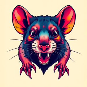 Vibrant Color Rat Tattoo