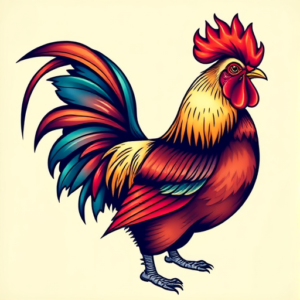Vibrant Color Rooster Tattoo