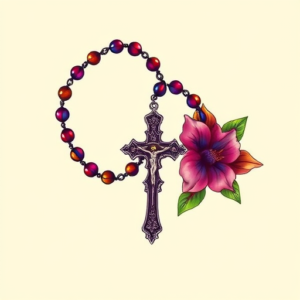 Vibrant Color Rosary Tattoo