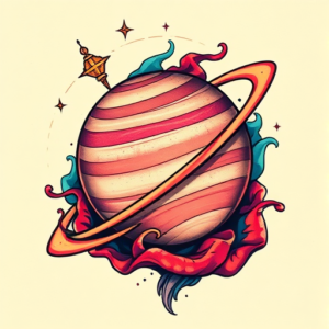 Vibrant Color Saturn Tattoo