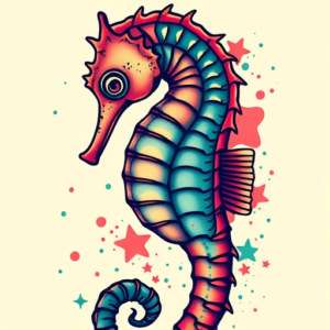 Vibrant Color Seahorse Tattoo