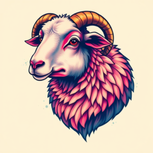Vibrant Color Sheep Tattoo