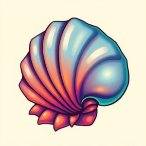 Vibrant Color Shell Tattoo