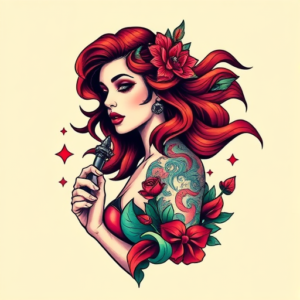 Vibrant Color Siren Tattoo