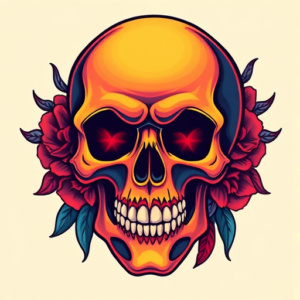 Vibrant Color Skull Tattoo