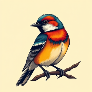 Vibrant Color Sparrow Tattoo