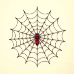 Vibrant Color Spiderweb Tattoo