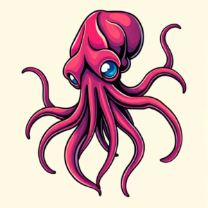 Vibrant Color Squid Tattoo