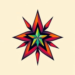 Vibrant Color Star Tattoo
