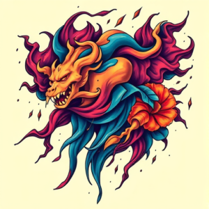 Vibrant Color Storm Tattoo