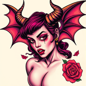 Vibrant Color Succubus Tattoo