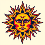Vibrant Color Sun Tattoo