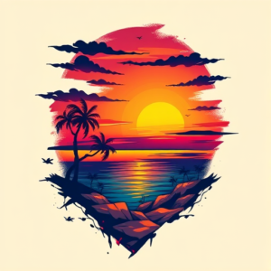 Vibrant Color Sunset Tattoo