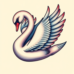 Vibrant Color Swan Tattoo