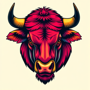 Vibrant Color Taurus Tattoo