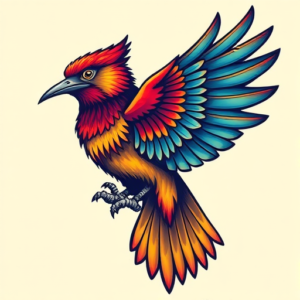 Vibrant Color Thunderbird Tattoo