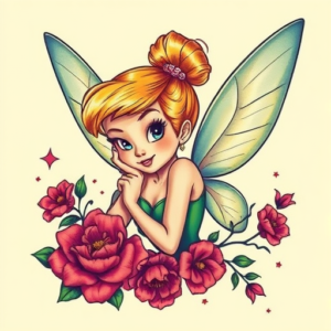 Vibrant Color Tinkerbell Tattoo