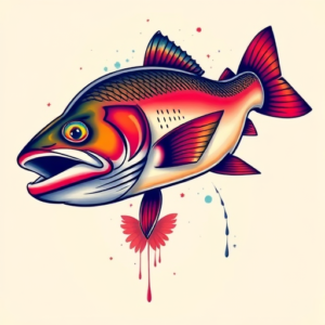 Vibrant Color Trout Tattoo