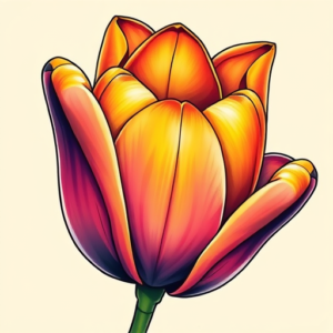 Vibrant Color Tulip Tattoo