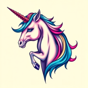 Vibrant Color Unicorn Tattoo
