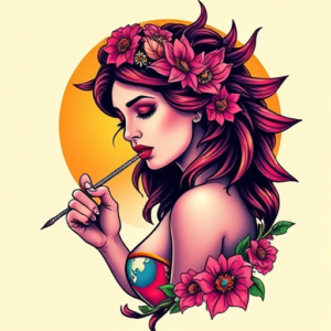 Vibrant Color Venus Tattoo