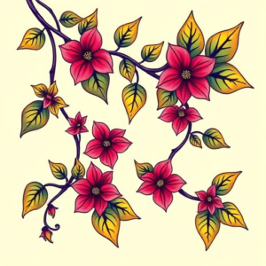 Vibrant Color Vine Tattoo