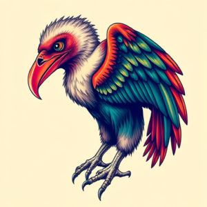 Vibrant Color Vulture Tattoo