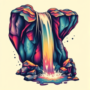 Vibrant Color Waterfall Tattoo