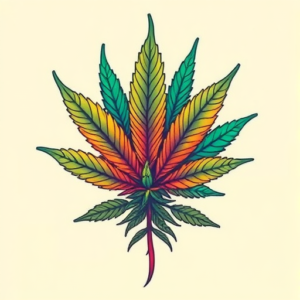 Vibrant Color Weed Tattoo
