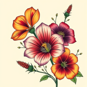 Vibrant Color Wildflower Tattoo