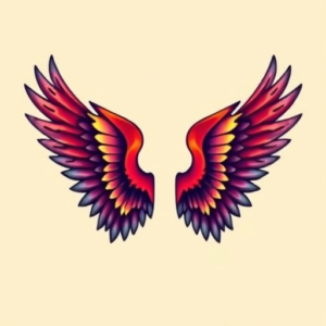 Vibrant Color Wings Tattoo